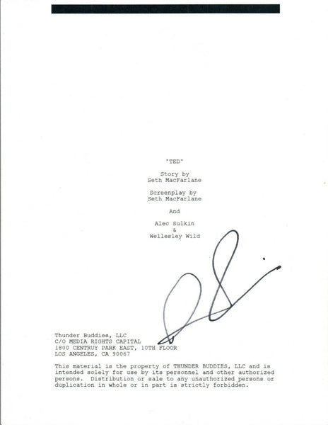 Giovanni Ribisi Signed Autographed TED Full Movie Script Screenplay COA