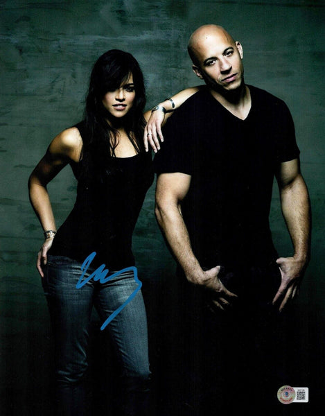 Michelle Rodriguez Fast & Furious Signed 11x14 Photo Autograph Beckett COA