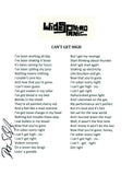 Domingo Sunny Ortiz Signed Widespread Panic CAN'T GET HIGH Song Lyric Sheet COA