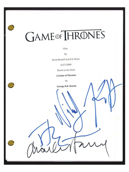 Game of Thrones Cast Signed Pilot Script x4 Nikolaj Coster Waldau Hivju COA