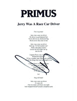 Larry Lalonde Ler Signed Primus Jerry Was A Race Car Driver Song Lyric Sheet COA