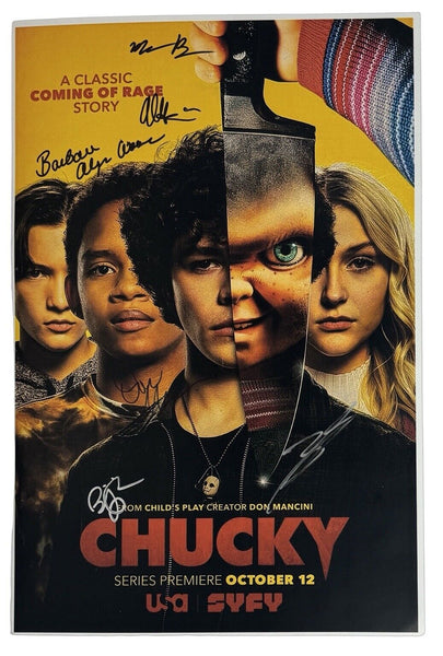 Chucky Cast Signed Autograph 12x18 Poster Photo TV Series Don Mancini x6 ACOA