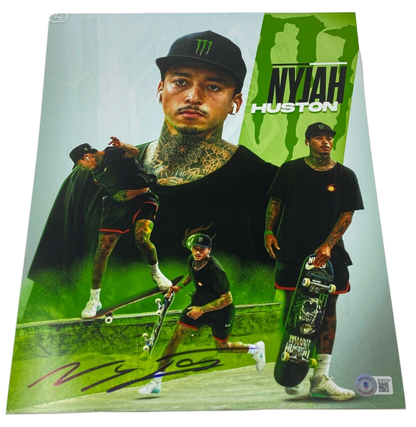Nyjah Huston Signed Autographed 11x14 Photo Olympics Skateboarder Beckett COA