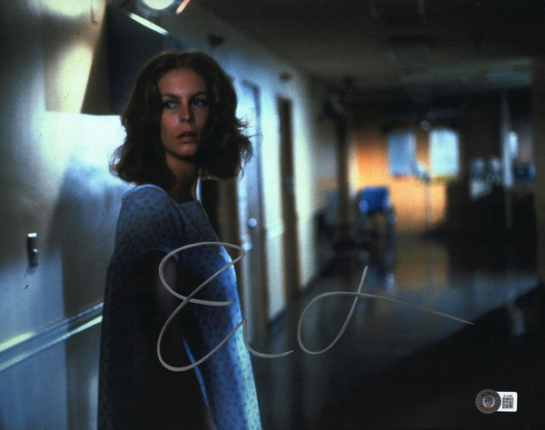 Jamie Lee Curtis Halloween Signed Autograph 11x14 Photo Laurie Strode BAS COA