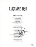 Matt Skiba Signed Autographed Alkaline Trio Time To Waste Lyric Sheet ACOA COA