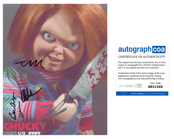 Chucky Cast Signed 8x10 Photo Horror Syfy TV Series Zackary Arthur +3 ACOA COA