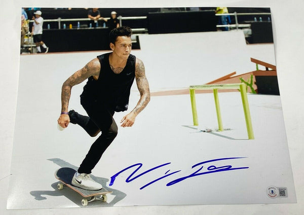 Nyjah Huston Signed Autographed 11x14 Photo Olympics Skateboarder Beckett COA