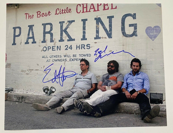 The Hangover Cast Signed Autograph 11x14 Photo Zach Galifianakis & Ed Helms COA