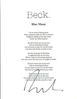 Beck Hansen Signed Autographed BLUE MOON Song Lyric Sheet COA
