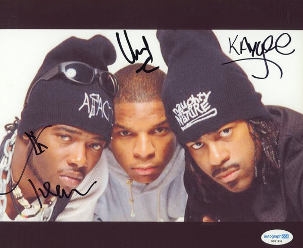 Naughty By Nature Signed Autograph 8x10 Photo Treach Vin Rock DJ Kay Gee x3 ACOA