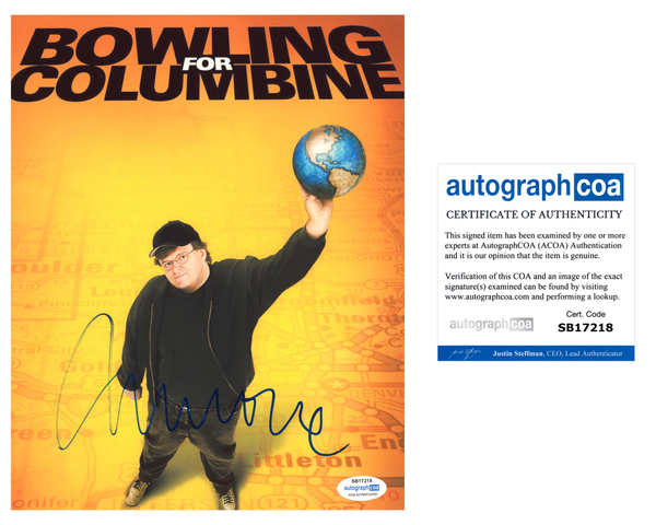 Michael Moore Signed Autographed 8x10 Photo Bowling For Columbine ACOA COA
