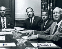 John Lewis Signed Autograph 8x10 Photo Civil Rights Leader with MLK Jr. BAS COA