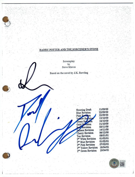 Daniel Radcliffe Rupert Grint Signed Harry Potter Sorcerer Stone Script BAS COA