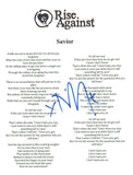 Tim McIlrath Signed Autograph Rise Against SAVIOR Song Lyric Sheet COA