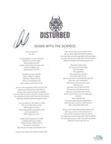 David Draiman Signed Disturbed Down With The Sickness Song Lyric Sheet ACOA COA