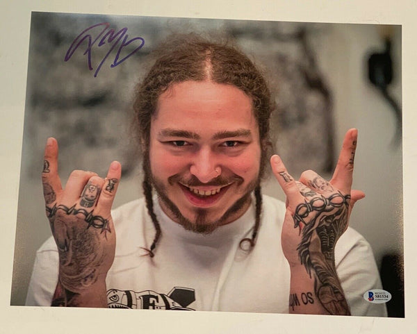 Post Malone Signed Autographed 11x14 Photo Hollywood's Bleeding Beckett BAS COA