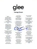 Darren Criss Signed Autographed TEENAGE DREAM GLEE Song Lyric Sheet COA