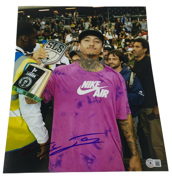 Nyjah Huston Signed Autographed 11x14 Photo Olympics Skateboarder Beckett COA
