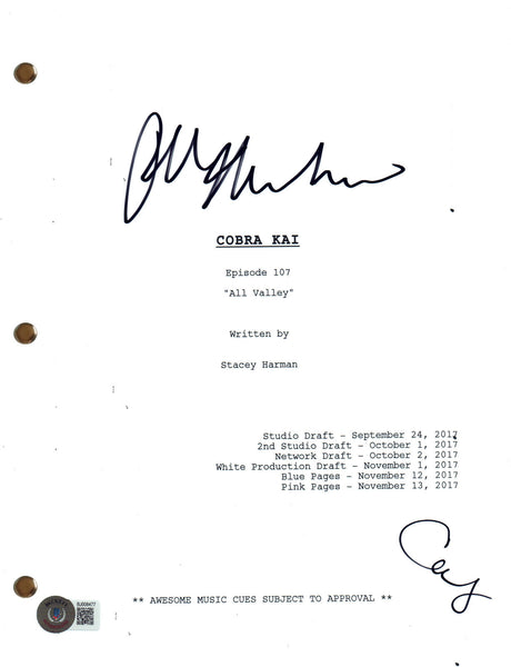 Ralph Macchio Courtney Henggeler Signed Cobra Kai All Valley Full Script BAS COA