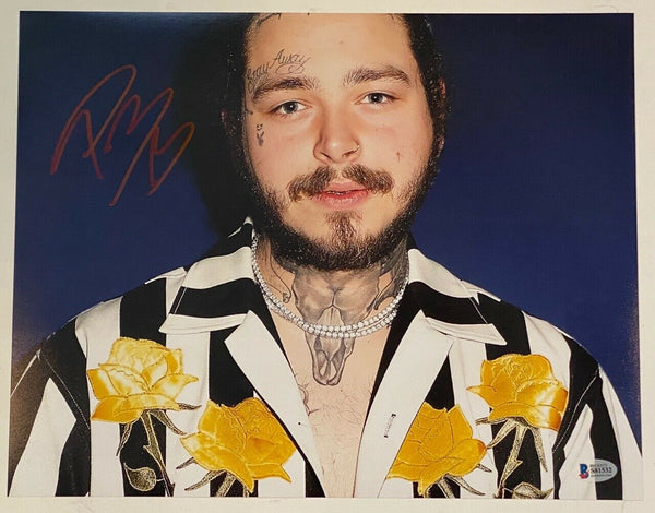 Post Malone Signed Autographed 11x14 Photo Hollywood's Bleeding Beckett BAS COA