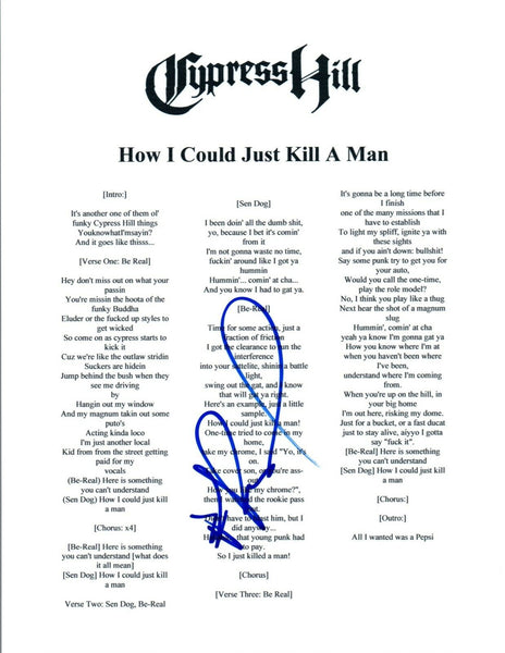 B-REAL Signed Autograph HOW I COULD JUST KILL A MAN Lyric Page Cypress Hill COA