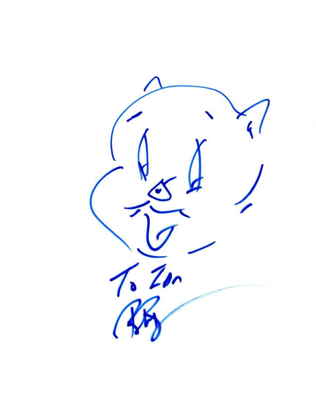 Bob Bergen Signed Autographed Hand Drawn Sketch Porky Pig Looney Tunes COA