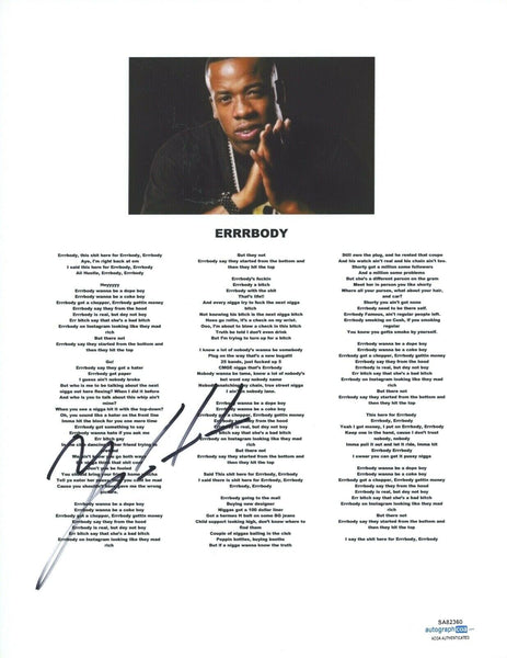 Yo Gotti Signed Autographed Errrbody Song Lyric Sheet Rapper Hip Hop ACOA COA