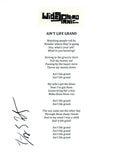 Domingo Sunny Ortiz Signed Widespread Panic AIN'T LIFE GRAND Lyric Sheet COA R