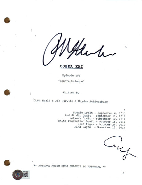 Ralph Macchio Courtney Henggeler Signed Cobra Kai Counterbalance Script BAS COA