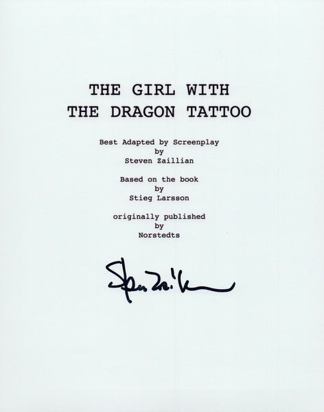 Steven Zaillian Signed Autographed THE GIRL WITH THE DRAGON TATTOO Script COA VD