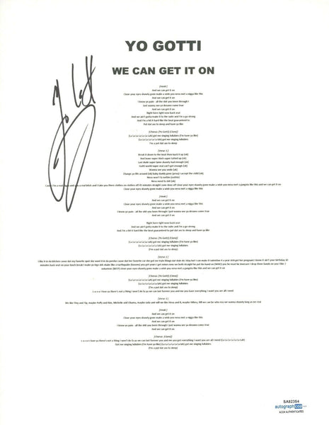 Yo Gotti Signed Autographed We Can Get It On Lyric Sheet Rapper Hip Hop ACOA COA