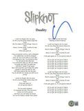 Corey Taylor Signed Autographed Slipknot Duality 8.5x11 Lyric Sheet Beckett COA