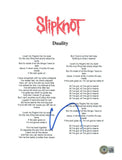 Corey Taylor Signed Autographed Slipknot Duality 8.5x11 Lyric Sheet Beckett COA