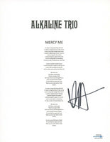 Matt Skiba Signed Autographed Alkaline Trio Mercy Me Song Lyric Sheet ACOA COA