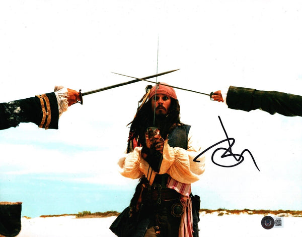 Johnny Depp Signed Autograph 11x14 Photo Pirates of the Caribbean Beckett COA