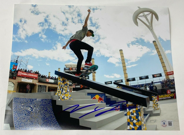 Nyjah Huston Signed Autographed 11x14 Photo Olympics Skateboarder Beckett COA