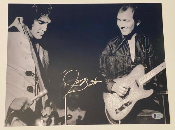 James Burton Elvis Signed 11x14 Photo Elvis Presley TCB Guitarist Beckett COA