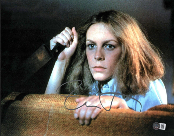 Jamie Lee Curtis Halloween Signed Autograph 11x14 Photo Laurie Strode BAS COA