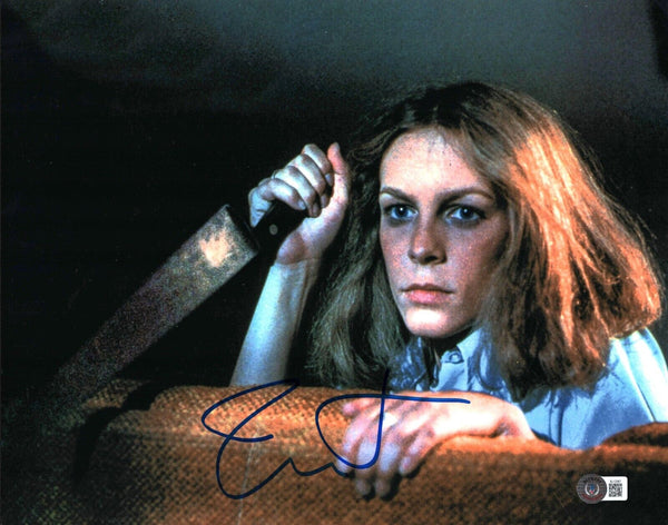 Jamie Lee Curtis Halloween Signed Autograph 11x14 Photo Laurie Strode BAS COA