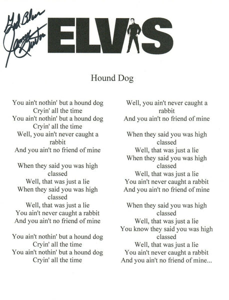 James Burton Signed Autograph Elvis Presley HOUND DOG Lyric Sheet Guitarist COA