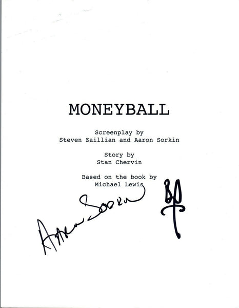 Aaron Sorkin & Brad Pitt Signed Autographed MONEYBALL Movie Script COA VD
