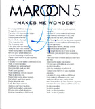 Adam Levine Signed Autographed MAROON 5 "Makes Me Wonder" Lyric Sheet COA VD