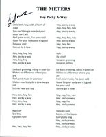 Leo Nocentelli Signed Autographed The Meters HEY POCKY A-WAY Lyric Sheet COA