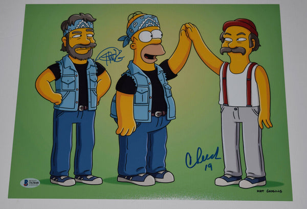 Cheech Marin & Tommy Chong Signed 11x14 Photo The Simpsons Beckett COA
