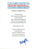 John Mayall Signed The Bluesbreakers DOUBLE CROSSING TIME Lyric Sheet COA