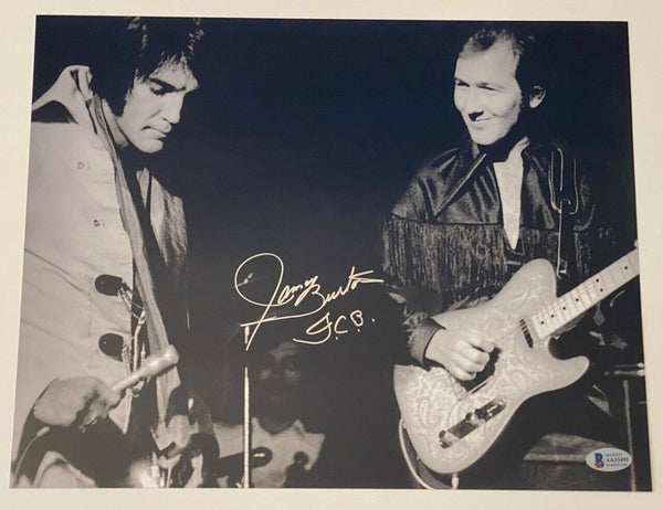 James Burton Elvis Signed 11x14 Photo Elvis Presley TCB Guitarist Beckett COA