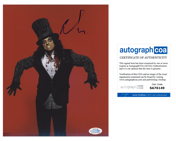 Alice Cooper Signed Autograph 8x10 Photo Hollywood Vampires Rock Singer ACOA COA