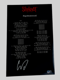 Corey Taylor Signed Slipknot Psychosocial 11x17 Lyrics Poster Photo Beckett COA