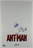 Paul Rudd & Evangeline Lilly Signed Ant-Man Movie Poster 12x18 Autograph BAS COA
