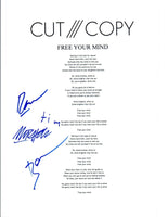 CUT COPY Signed Autographed "Free Your Mind" Lyric Sheet Full Band COA VD